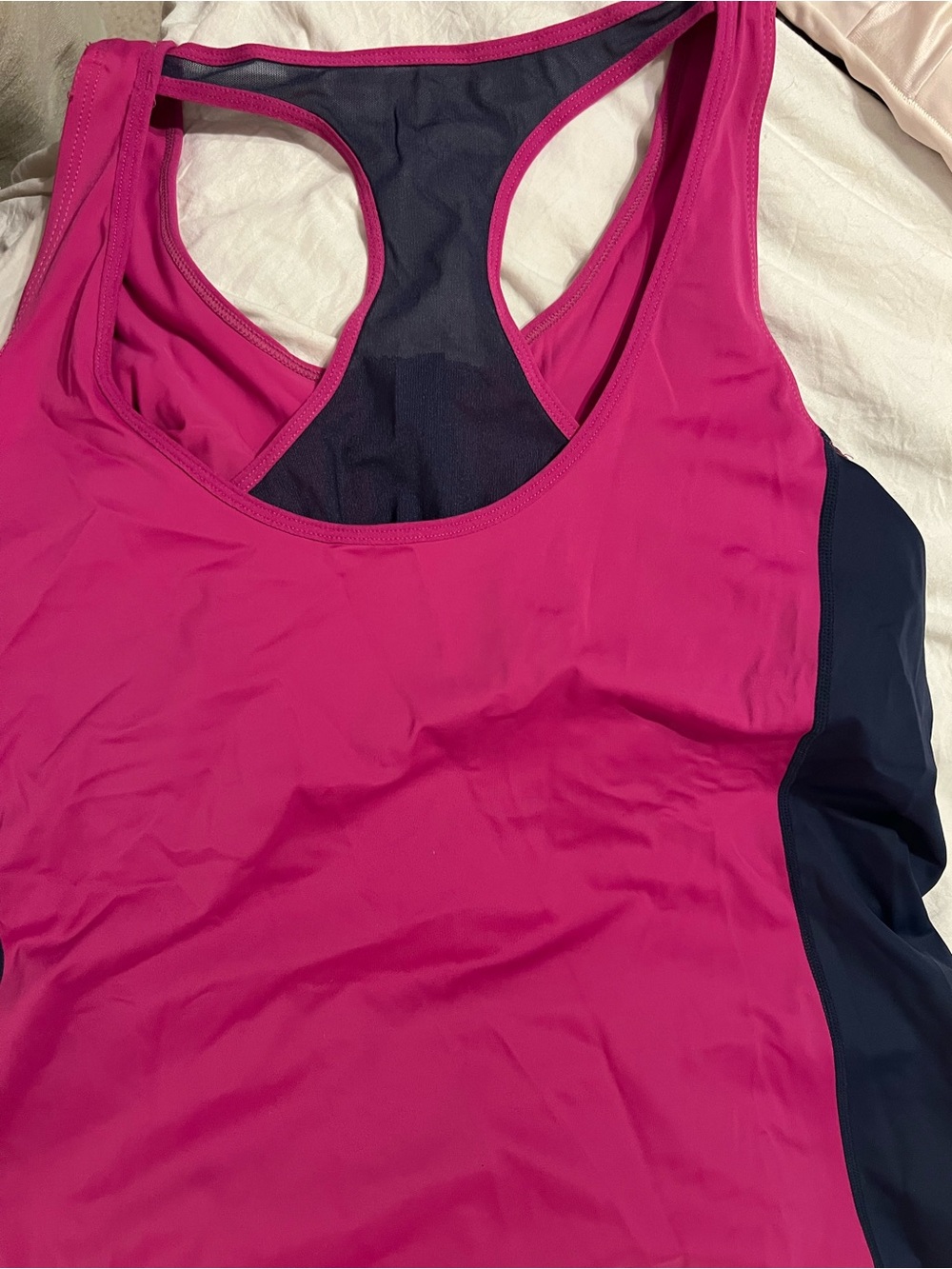 TWO LIKE NEW Ruby Ribbon Black and fuchsia Ruched Racerback Tank - Picture 7 of 7